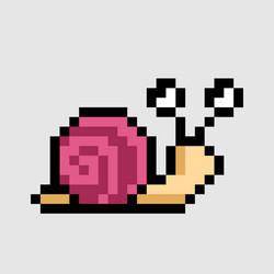 snail pixel image for 8 bit game assets vector image