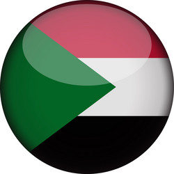 sudan flag in glossy round button of icon vector image