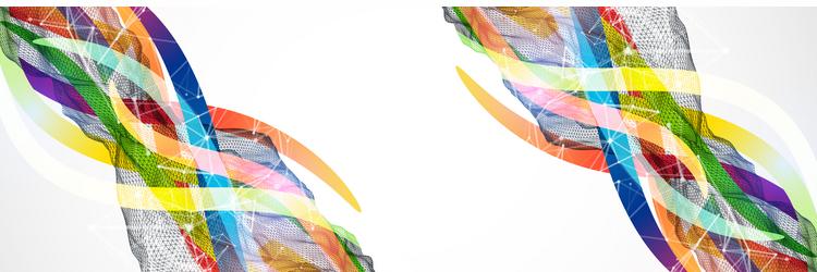 abstract wireframe wave with colored lines vector image