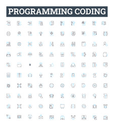 programming coding line icons set vector image