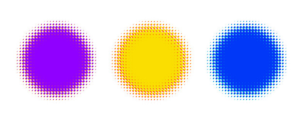 set of colored circle halftone dots pattern shapes vector image
