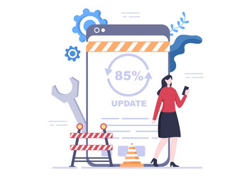 software system under maintenance error website vector image
