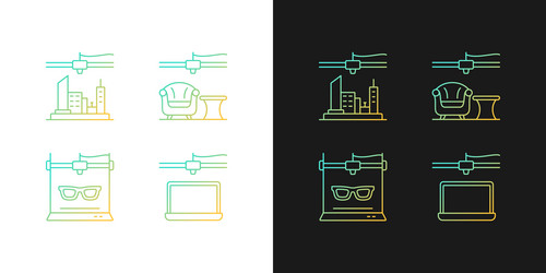 Three dimensional objects production gradient vector