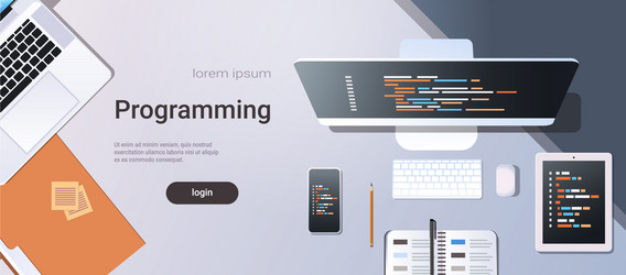 web site design development program code vector image