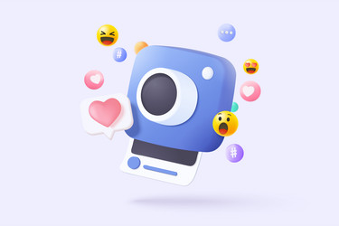 3d minimal photo camera with lens and button vector image