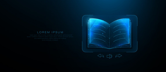 digital e-book interface with glowing open book vector image