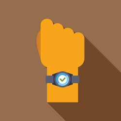 hand with smart watch showing check mark icon vector image
