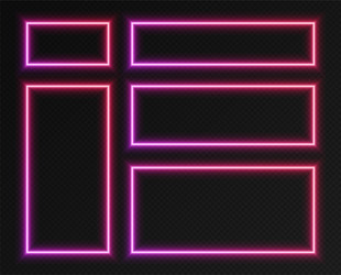 Neon gradient rectangular frames set collection vector