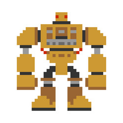 robot pixel art 8 bit cyborg warrior future vector image