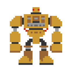 Robot pixel art 8 bit cyborg warrior future vector