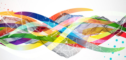 abstract wireframe wave with colored lines vector image