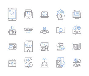 deep learning outline icons collection vector image