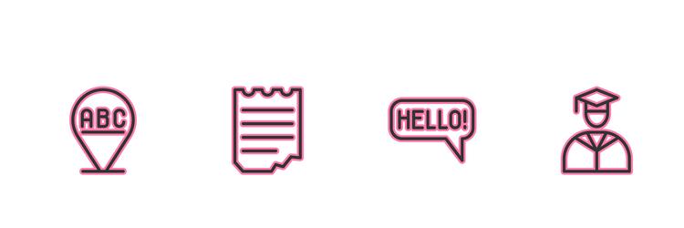set line alphabet hello in different languages vector image