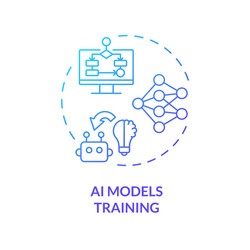 2d gradient thin line icon ai models training vector image