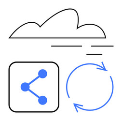 cloud network with data sharing icon vector image