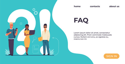 faq landing page people ask questions online vector