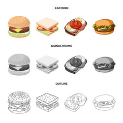 isolated object sandwich and wrap icon set vector image