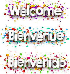 welcome paper banner with confetti vector