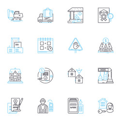 Homes linear icons set cozy spacious modern vector