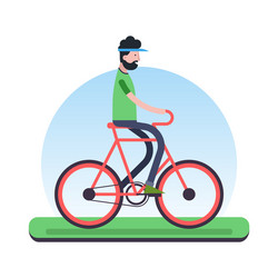 man riding bicycle outdoor for environment help vector