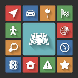 navigation icons set squared shadows vector image