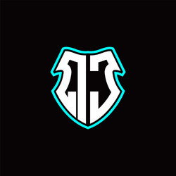 q j initial logo design with a shield shape vector image