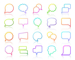 speech bubble simple color line icons set vector