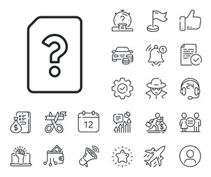 Unknown document line icon file with question vector