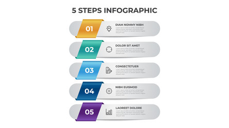 5 points steps diagram vertical list layout vector