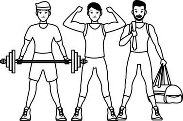 Fit men doing exercise Royalty Free Vector Image