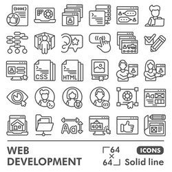 web development line icon set website design vector image
