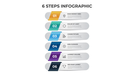 6 points steps diagram vertical list layout vector