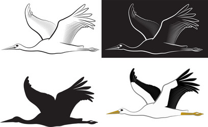 Elegant Stork Silhouette Vector Image