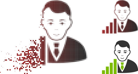 fragmented dot halftone stock trader icon vector image
