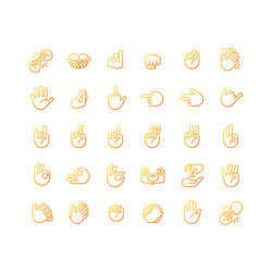 hand gestures pixel perfect gradient linear icons vector image