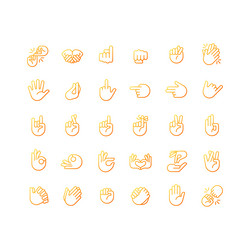 Hand gestures pixel perfect gradient linear icons vector