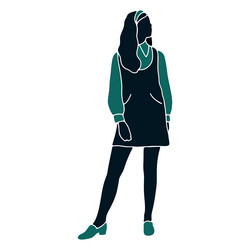 Standing pinup girl silhouette Royalty Free Vector Image