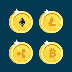 Set of icons litecoin ripple ethereum bitcoin vector