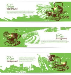 Hand drawn sketch tea set Royalty Free Vector Image