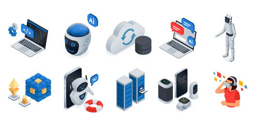 set of technological devices and concepts vector image
