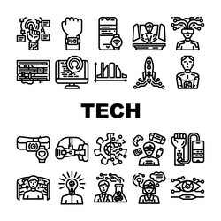 tech enthusiast reality virtual icons set vector image
