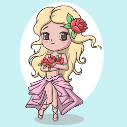 beautiful cute little girl holding flowers Vector Image