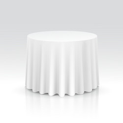 Empty Round Table with White Cloth vector image