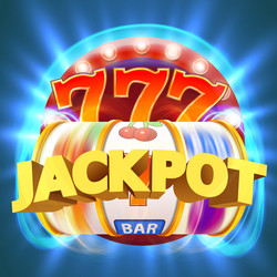 Golden slot machine wins the jackpot big win vector