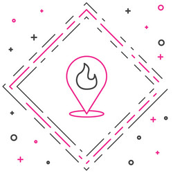 line map pointer with fire flame icon isolated vector image