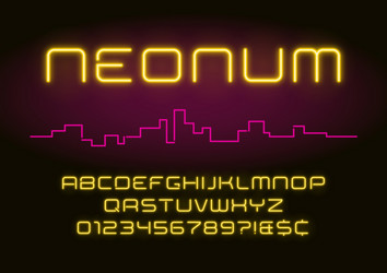 neon light alphabet realistic extra glowing vector