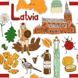 sketch latvia seamless pattern vector