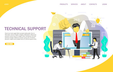 technical support landing page website template vector image