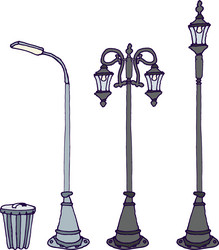 A set of columns with an outline iron pole vector