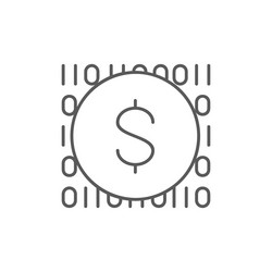 Coin with code digital money e-money mobile vector